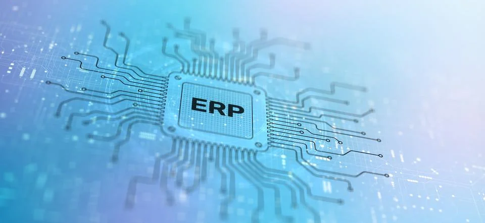 ERP Enterprise Resource Planning System for Business Management and Operati.. Stock Illustration