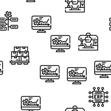 Erp Enterprise Resource Planning Vector Seamless Pattern Stock Illustration