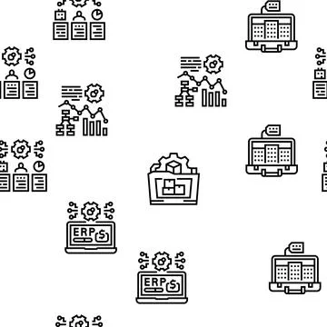 Erp Enterprise Resource Planning Vector Seamless Pattern Stock Illustration