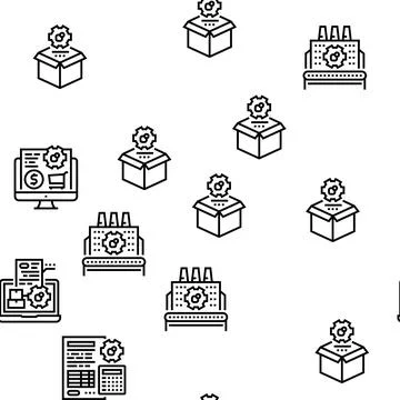 Erp Enterprise Resource Planning Vector Seamless Pattern Stock Illustration