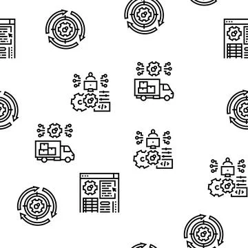 Erp Enterprise Resource Planning Vector Seamless Pattern Stock Illustration