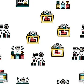 Erp Enterprise Resource Planning Vector Seamless Pattern Illustrazione stock