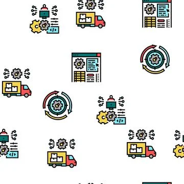 Erp Enterprise Resource Planning Vector Seamless Pattern Stock Illustration