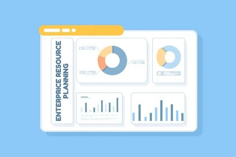ERP Enterprise Resource Planning web concept with dashboard interface Stock Illustration
