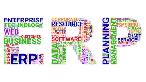 ERP Enterprise Resource Planning word cloud colorful text 4K seamless loop Stock Footage 160544409