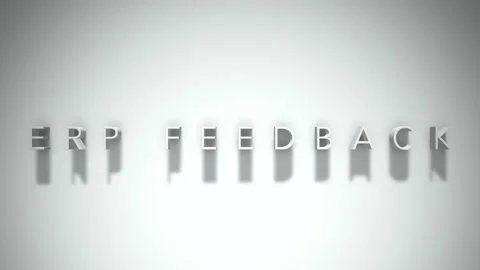 Erp feedback 3D title animation white text on a white background Stock Footage 299380396