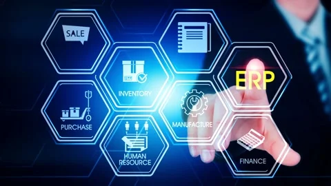 ERP Hexagonal Touch Screen Concept Stock Footage 153218917