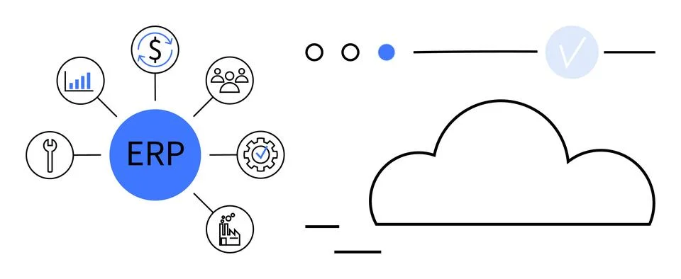 ERP Integration with Cloud Computing for Efficient Business Operations and .. Stock Illustration