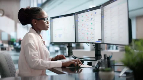 ERP Manager Working On Enterprise Resource Planning Software Stock Footage 344720697