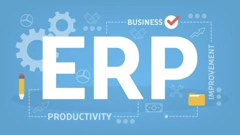 ERP or enterprise resource planning concept. Idea of production 스톡 일러스트