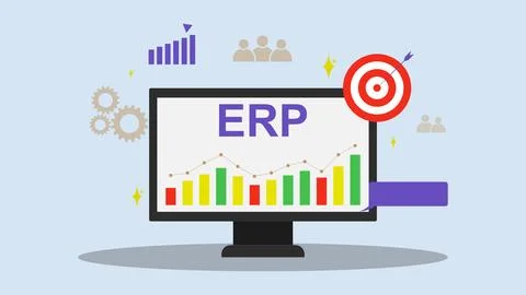 ERP Software Enterprise resource planning system concept Stock Illustration