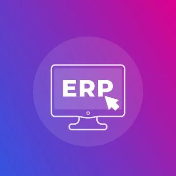 ERP software icon with computer 스톡 일러스트