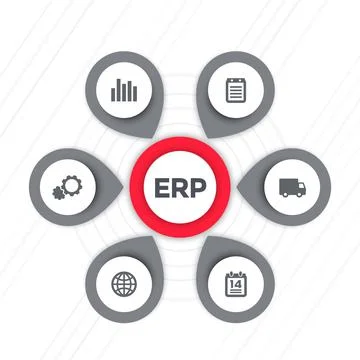 ERP software icons Illustrazione stock