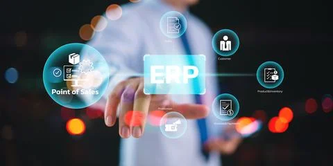 ERP software system for business planning concept.  Enterprise accounting res Stock Photos