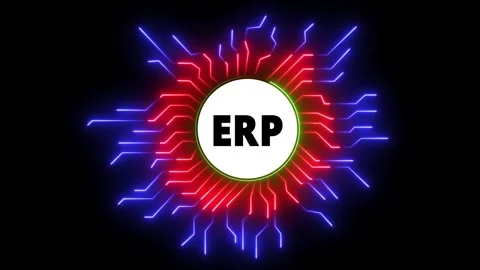 ERP System Animated Circuit Board Glowing Neon Lines Looping Tech Backgroun.. Vidéo 330848498