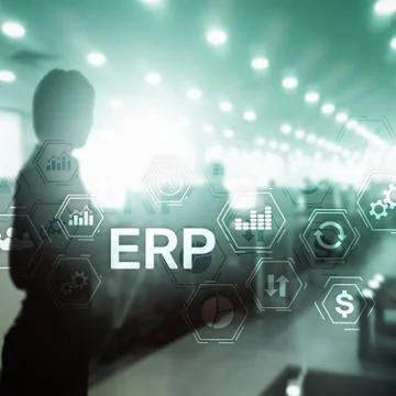 ERP system, Enterprise resource planning on blurred background. Business Stock Photos