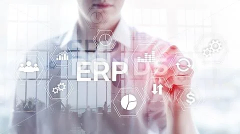 ERP system, Enterprise resource planning on blurred background. Business Stock Photos