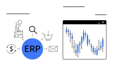 ERP System Integration with Data Analytics in Business Process Management Illustrazione stock
