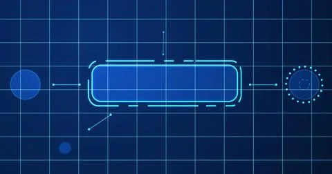 ERP system showcasing lots of products and features HUD infographic. Busine.. Stock Illustration