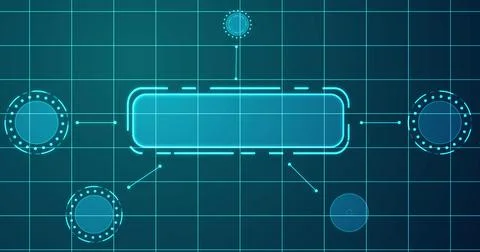 ERP system showcasing lots of products and features HUD infographic. Busine.. Stock Illustration