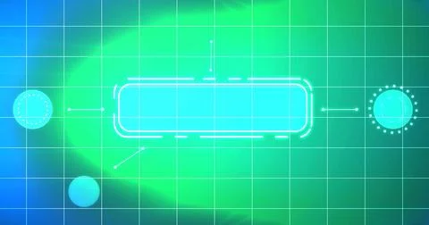 ERP system showcasing lots of products and features HUD infographic. Busine.. Stock Illustration