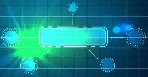ERP system showcasing lots of products and features HUD infographic. Busine.. Stock Illustration