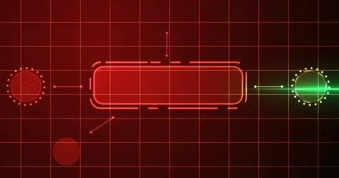 ERP system showcasing lots of products and features HUD infographic. Busine.. Stock Illustration