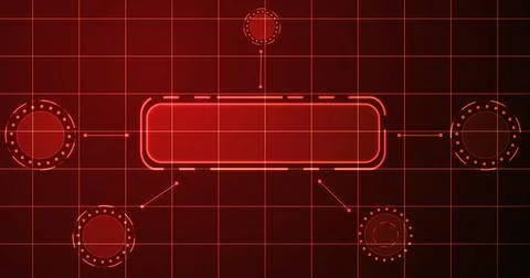 ERP system showcasing lots of products and features HUD infographic. Busine.. Stock Illustration