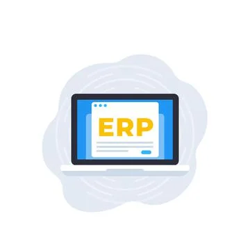 ERP system software icon with laptop Stock Illustration