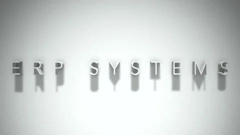 ERP Systems 3D title animation with shadows on a white background Stock Footage 296543258