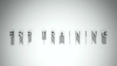 Erp training 3D title animation white text on a white background Stock Footage 299380424