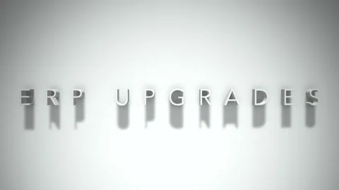 Erp upgrades 3D title animation white text on a white background Stock Footage 299380403