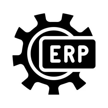 Erp working processing glyph icon vector illustration Illustrazione stock