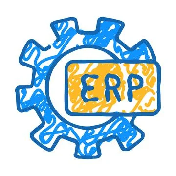 Erp working processing icon doodle illustration Illustrazione stock