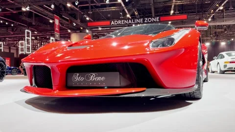 Errari LaFerrari Hypercar 2013 at the 91st International Geneva Motor Show Stock Footage 270185751