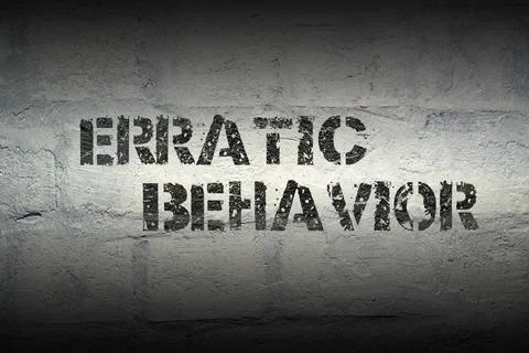 Erratic behavior gr erratic behavior stencil print on the grunge white bri... 스톡 사진