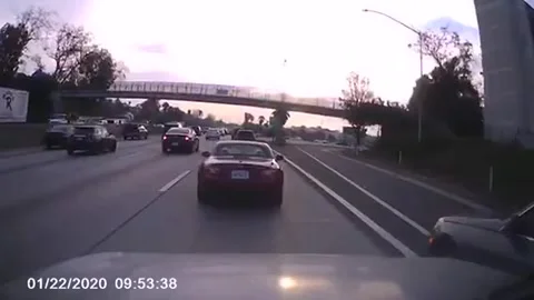 Erratic Driver Performs Brake Check, Los Angeles, California, USA - 22 Jan 2020 Stock Footage 205190990