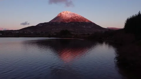 Errigal Mountain at Sunset Stock Footage 146014402