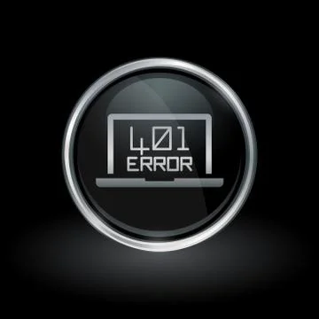 Error 401 unauthorized icon inside round silver and black emblem Stock Illustration