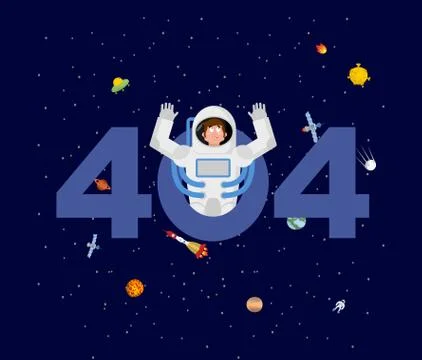 Error 404. astronaut surprise. Page not found template for web site. spacem.. イラスト素材