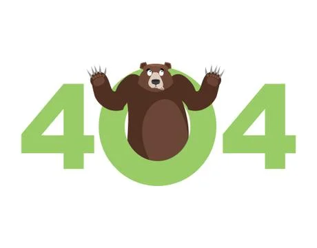 Error 404. Bear surprise. Page not found template for web site. Grizzly doe.. Stock-Illustration