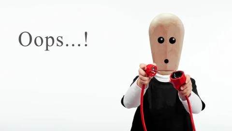 Error 404, Character has disconnected a power cable Stock Photos