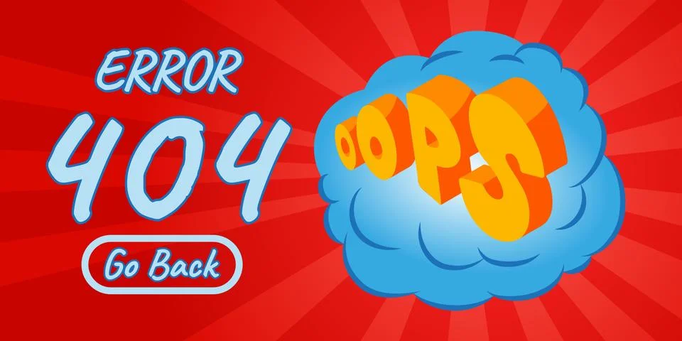 Error 404 concept banner, comics isometric style Stock Illustration