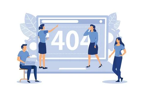 Error 404, disconnection from the Internet, unavailable, little people are an Stock-Illustration