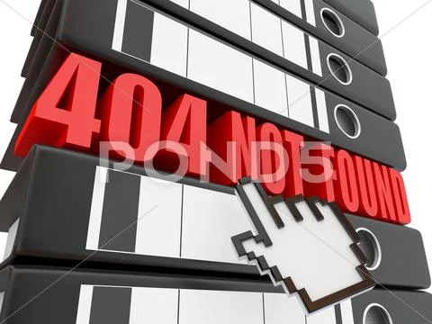 Error 404. file not found. binders. 3d Stock Illustration