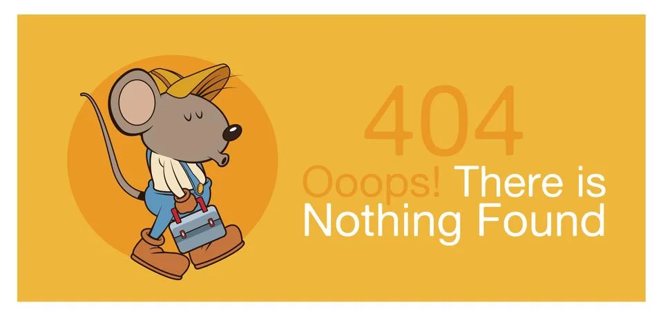 Error 404 with funny mouses banner Stock Illustration