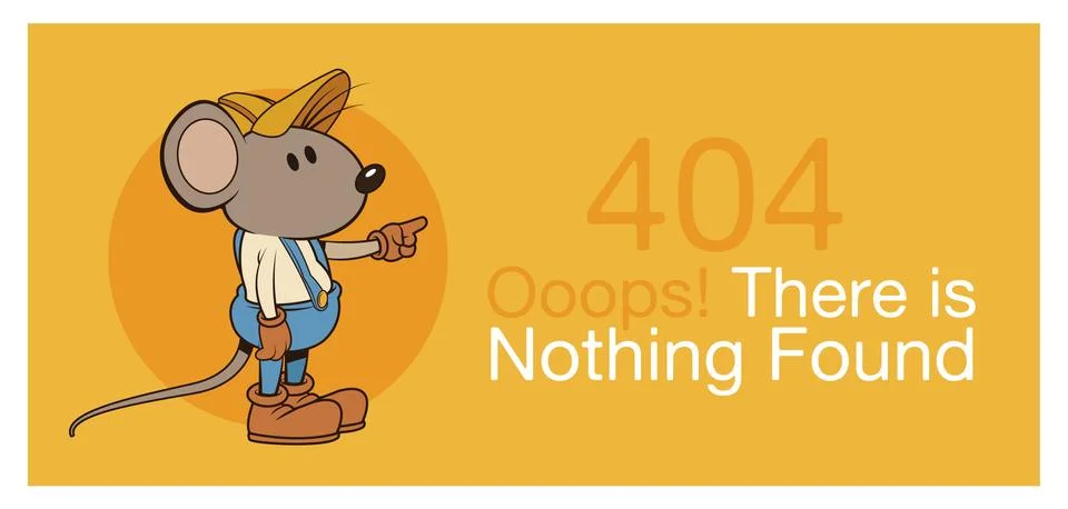 Error 404 with funny mouses banner Stock Illustration