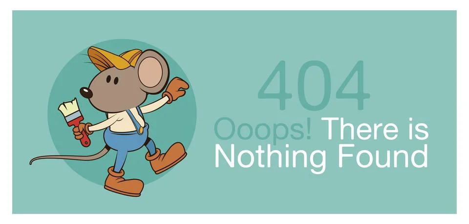Error 404 with funny mouses banner Stock Illustration