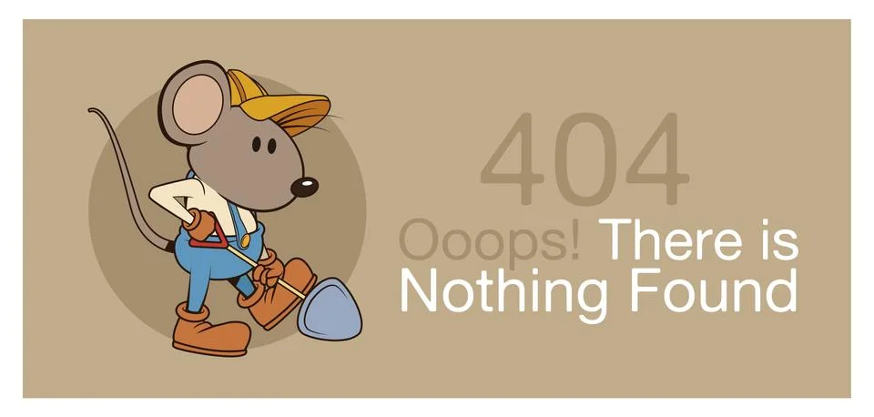 Error 404 with funny mouses banner Stock Illustration