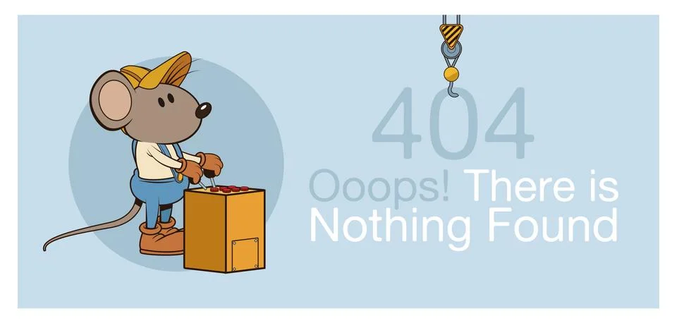 Error 404 with funny mouses banner Stock Illustration